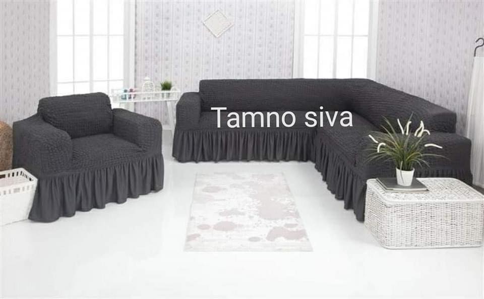 Rastegljive navlake za ugaonu garnituru i fotelju sa karnerima 7 Rastegljive navlake za ugaonu garnituru i fotelju sa karnerima - Image 7